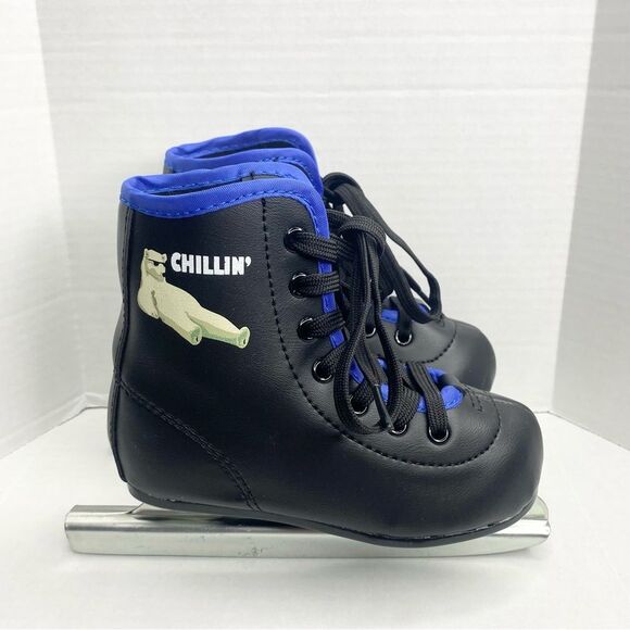 Other - American Athletic Youth Boys Size 8 Chillin Double Runner Ice Skates Black Blue